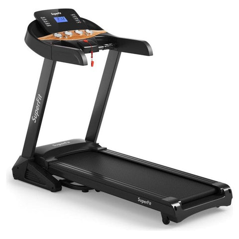 costway Fitness 3.75HP Electric Folding Treadmill with Auto Incline 12 Program APP Control by Costway 2.25HP Electric Folding Treadmill HD LED APP Control Speaker Costway