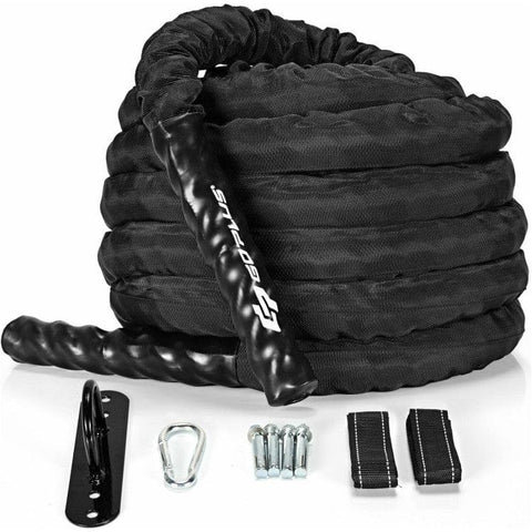 costway Fitness 30/40/50 Feet 1.5 Inch Diameter Battle Rope with Protective Sleeve by Costway