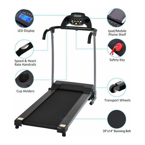 costway Fitness Compact Electric Folding Running Treadmill with 12 Preset Programs LED Monitor by Costway 2.25HP Folding Electric Motorized Power Treadmill Machine LCD Costway