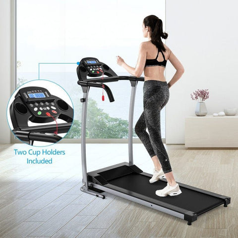 costway Fitness Compact Electric Folding Running Treadmill with 12 Preset Programs LED Monitor by Costway 2.25HP Folding Electric Motorized Power Treadmill Machine LCD Costway
