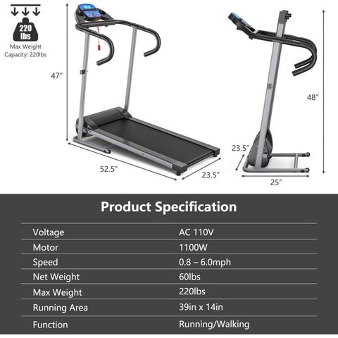 costway Fitness Electric Foldable Treadmill with LCD Display and Heart Rate Sensor by Costway 781880212690 38160249 Electric Foldable Treadmill with LCD Display Heart Rate Sensor Costway