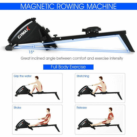 costway Fitness Foldable Magnetic Quiet Operated Fitness Rowing Machine with 10 Level Adjustable Resistance by Costway 781880214397 87693504 Foldable Magnetic Fitness Rowing Machine 10 Level Resistance Costway