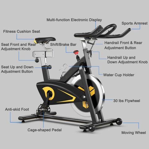 costway Fitness Magnetic Exercise Bike Fixed Belt Drive Indoor Bicycle by Costway 781880213703 41923786 Indoor Silent Belt Drive Resistance Cycling Stationary Bike Costway