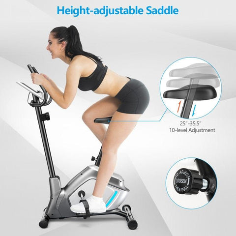 costway Fitness Magnetic Stationary Upright Exercise Bike with LCD Monitor and Pulse Sensor by Costway 781880212461 01487259 Magnetic Stationary Upright Exercise Bike LCD Pulse Sensor Costway