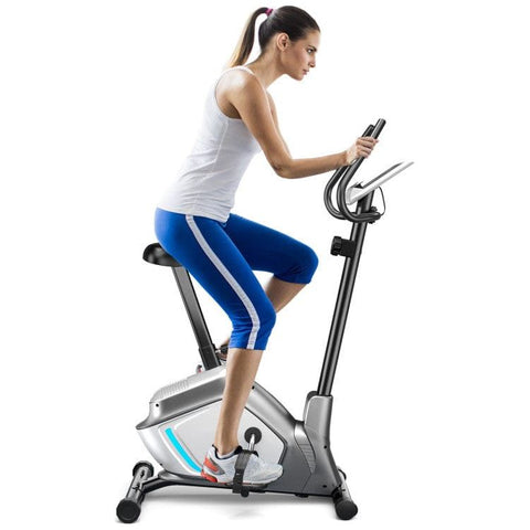 costway Fitness Magnetic Stationary Upright Exercise Bike with LCD Monitor and Pulse Sensor by Costway 781880212461 01487259 Magnetic Stationary Upright Exercise Bike LCD Pulse Sensor Costway