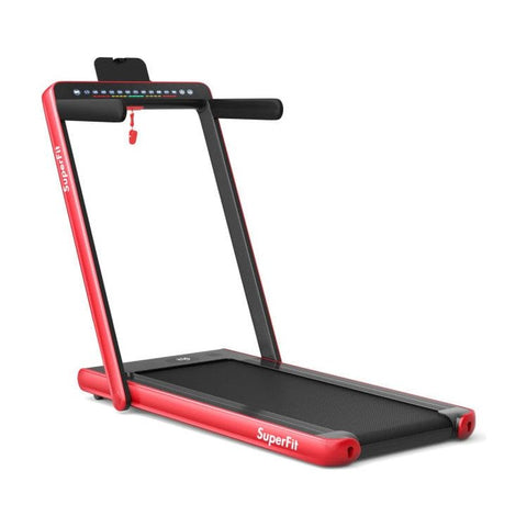 costway Fitness Red 2.25 HP 2-in-1 Folding Treadmill with Dual Display and App Control by Costway 2.25 HP 2-in-1 Folding Treadmill with Dual Display App Control Costway