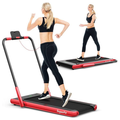 costway Fitness Red 2.25 HP 2-in-1 Folding Treadmill with Remote Control and LED Display by Costway 2.25 HP 2in1 Folding Treadmill with Remote Control LED Display Costway