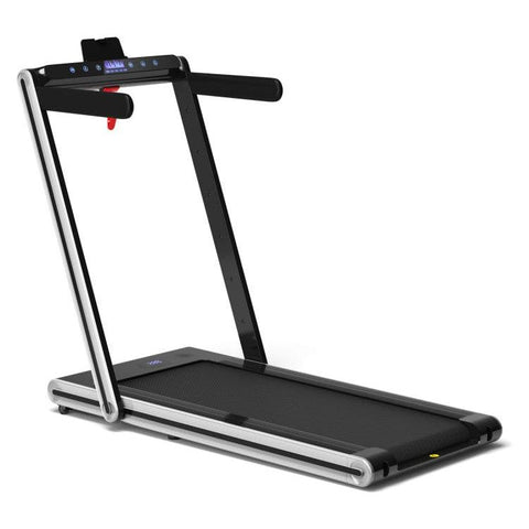 costway Fitness Silver 2-in-1 Folding Treadmill with Dual LED Display by Costway