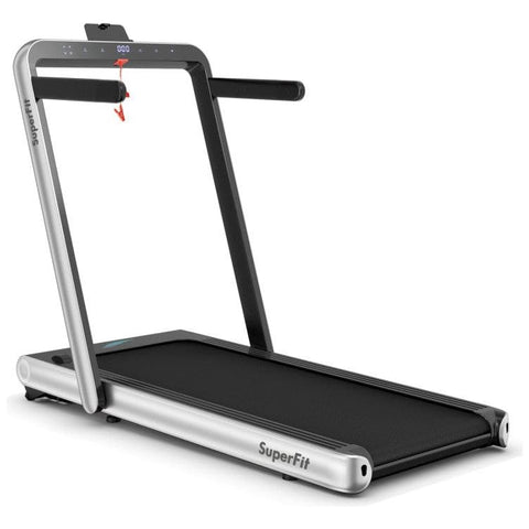 costway Fitness Silver 4.75HP 2 In 1 Folding Treadmill with Remote APP Control by Costway 781880212621 39265810-Silver