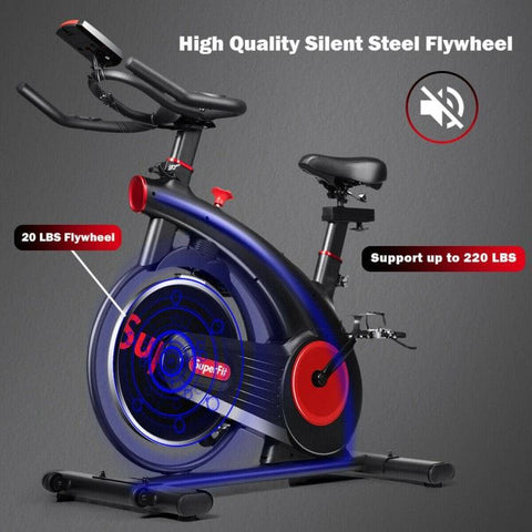 costway Fitness Stationary Exercise Bike Silent Belt with 20LBS Flywheel by Costway 781880213833 13809467