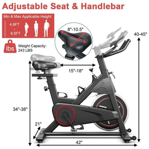 costway Fitness Stationary Exercise Bike with Adjustable Fitness Saddle by Costway 781880212508 90713546