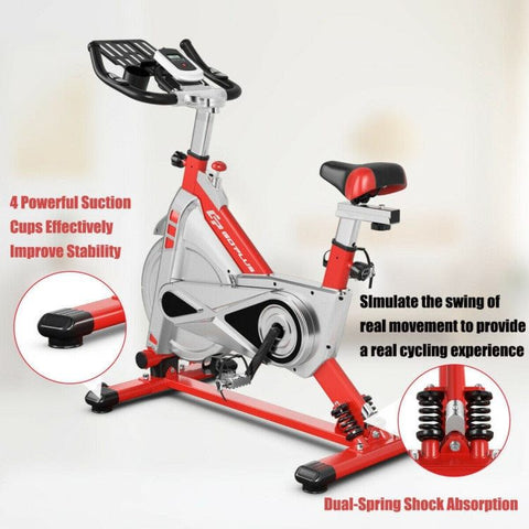 costway Fitness Stationary Silent Belt Adjustable Exercise Bike with Phone Holder and Electronic Display by Costway Stationary Silent Belt Exercise Bike PhoneHolder Electronic Costway