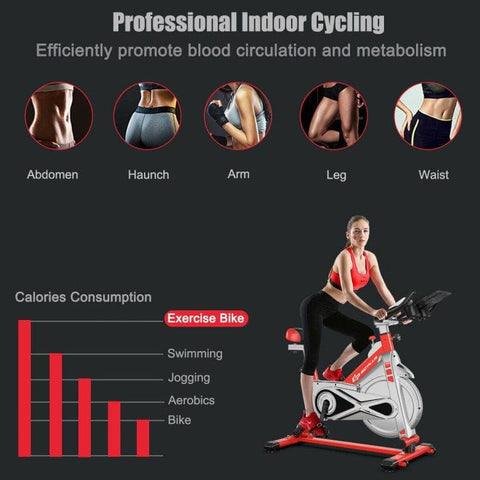 costway Fitness Stationary Silent Belt Adjustable Exercise Bike with Phone Holder and Electronic Display by Costway Stationary Silent Belt Exercise Bike PhoneHolder Electronic Costway