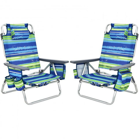 Costway Folding Chairs & Stools 2 Pieces Folding Backpack Beach Chair with Pillow by Costway 2 Pieces Folding Backpack Beach Chair with Pillow by Costway #84052631