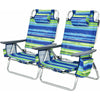 Image of Costway Folding Chairs & Stools Blue 2 Pieces Folding Backpack Beach Chair with Pillow by Costway 781880224785 84052631-Blue Portable Beach Chair Set of 2 with Headrest by Costway SKU# 41062578