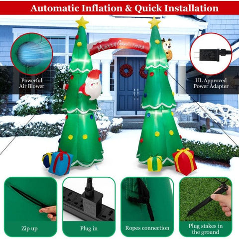 Costway Holiday Ornaments 10 Feet Tall Inflatable Christmas Arch with LED and Built-in Air Blower by Costway 86715439 Christmas Double Snowmen Built-in Rotating LED Lights Costway