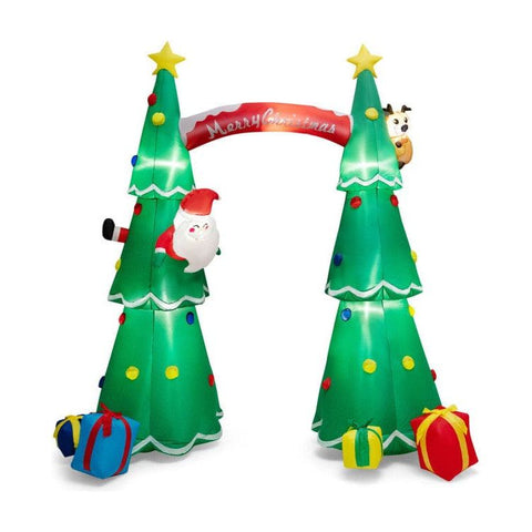 Costway Holiday Ornaments 10 Feet Tall Inflatable Christmas Arch with LED and Built-in Air Blower by Costway Christmas Double Snowmen Built-in Rotating LED Lights Costway