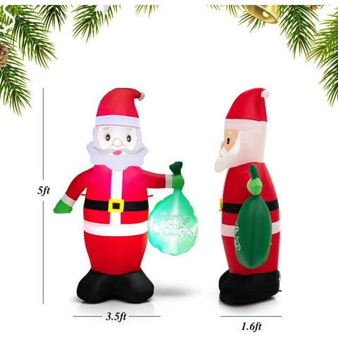 Costway Holiday Ornaments 5 Feet Christmas Inflatable Santa Claus Holding Gift Bag for Yard and Garden Lawn by Costway 43965120 5 F Christmas Inflatable Santa Claus Gift Bag Yard Garden Lawn Costway
