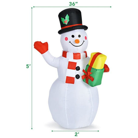 Costway Holiday Ornaments 5 Feet Tall Snowman Inflatable Blow up Inflatable with Built-in Colorful LED Lights by Costway 54912376 5 Ft Tall Snowman Blow Inflatable Built-in Colorful LED Lights Costway