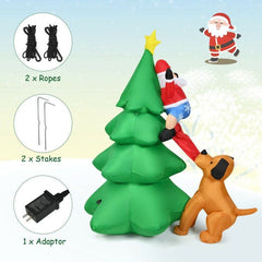 6.5 Feet Outdoor Inflatable Christmas Tree Santa Decor with LED Lights by Costway