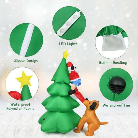 Costway Holiday Ornaments 6.5 Feet Outdoor Inflatable Christmas Tree Santa Decor with LED Lights by Costway 781880293774 41860532 6.5 Ft Outdoor Inflatable Christmas Tree Santa Decor LED Light Costway
