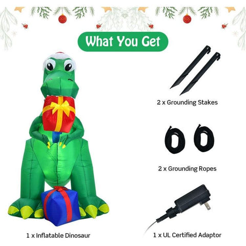 Costway Holiday Ornaments 6 Feet Christmas Inflatable Dinosaur for Indoor and Outdoor by Costway 781880295310 63029457