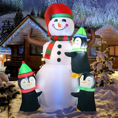 6 Feet Christmas Quick Inflatable Snowman with Penguins by Costway