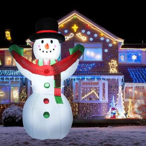 Costway Holiday Ornaments 6 Feet Inflatable Christmas Snowman with LED Lights Blow Up Outdoor Yard Decoration by Costway 41057839 6.5' Inflatable Christmas Snowman Family Decoration LED Lights Costway