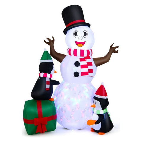 Costway Holiday Ornaments 6 Feet Lighted Inflatable Snowman Christmas Decoration with Penguin by Costway 06397815 6 Feet Lighted Inflatable Snowman Christmas Decoration Penguin Costway