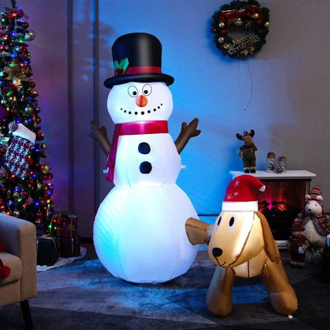 Costway Holiday Ornaments 6 Feet Tall Inflatable Snowman and Dog Set Christmas Decoration with LED Lights by Costway 81246735