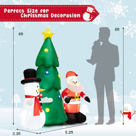 Costway Holiday Ornaments 6 Feet Tall Lighted Inflatable Christmas Decoration with Santa Claus and Snowman by Costway 781880294603 73826054 Christmas Double Snowmen Built-in Rotating LED Lights Costway