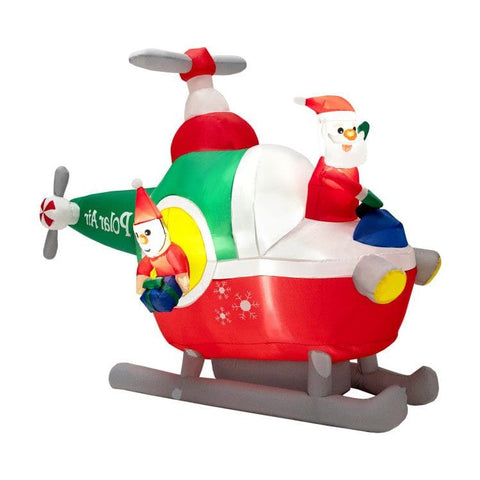 Costway Holiday Ornaments 6 Feet Wide Inflatable Santa Claus Flying a Helicopter with Air Blower by Costway 02958637 6 Ft Wide Inflatable Santa Claus Flying Helicopter Air Blower Costway