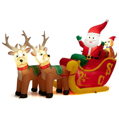 Costway Holiday Ornaments 7.2 Feet Long Christmas Inflatable Santa on Sleigh with LED Lights Dog and Gifts Yard by Costway 94805123 7.2 Ft Christmas Santa Sleigh LED Lights Dog Gifts Yard Costway