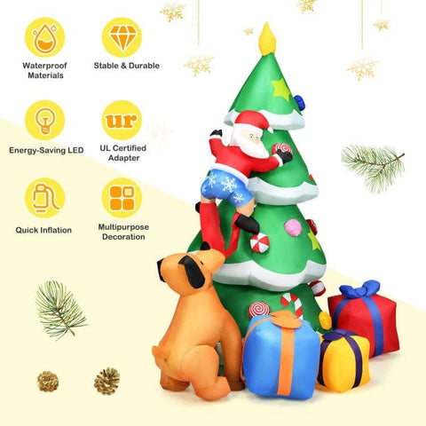 Costway Holiday Ornaments 7 Feet Inflatable Christmas Tree Santa Decor with LED Lights by Costway 781880293798 73621549 6 Ft Christmas Inflatable Snowmen Blow Up Christmas Decoration Costway