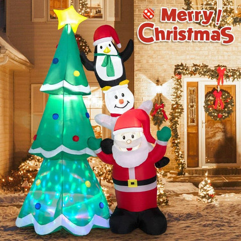 Costway Holiday Ornaments 8.7 Feet Inflatable Christmas Tree with Santa Claus and Snowman and Penguin Blow-up by Costway 27039465 8.7 Ft Christmas Tree Santa Claus Snowman Penguin Blow-up Costway