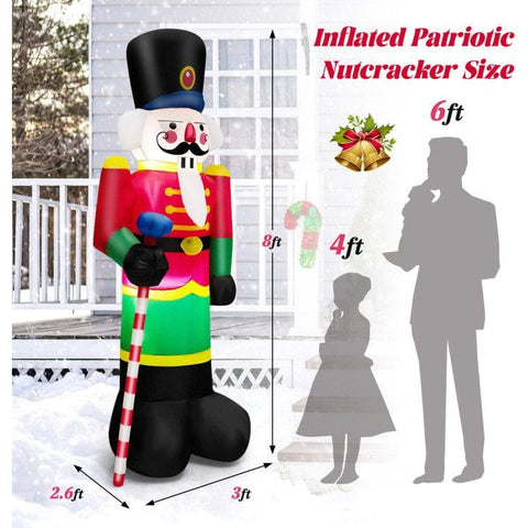 Costway Holiday Ornaments 8 Feet Inflatable Nutcracker Soldier with 2 Built-in LED Lights by Costway 12097453 8 Feet Inflatable Nutcracker Soldier 2 Built-in LED Lights Costway