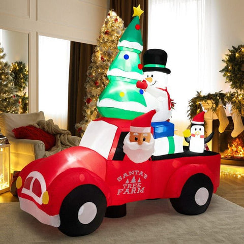 Costway Holiday Ornaments 8 Feet Wide Inflatable Santa Claus Driving a Car with LED and Air Blower by Costway 06392814 8 Feet Wide Inflatable Santa Claus Driving  Car LED Air Blower Costway