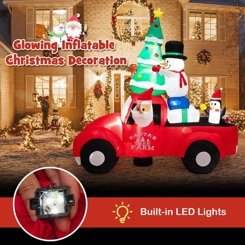 Costway Holiday Ornaments 8 Feet Wide Inflatable Santa Claus Driving a Car with LED and Air Blower by Costway 06392814 8 Feet Wide Inflatable Santa Claus Driving  Car LED Air Blower Costway