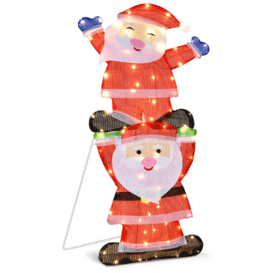 Costway Home & Garden LED Double Santa Yard Sign with String Lights and 4 Stakes by Costway 14725693