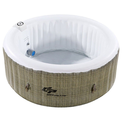 Costway Hot tub Beige 4 Persons Portable Heated Bubble Massage Spa by Costway 6952938381703 59748103-B 4 Persons Portable Heated Bubble Massage Spa by Costway 59748103