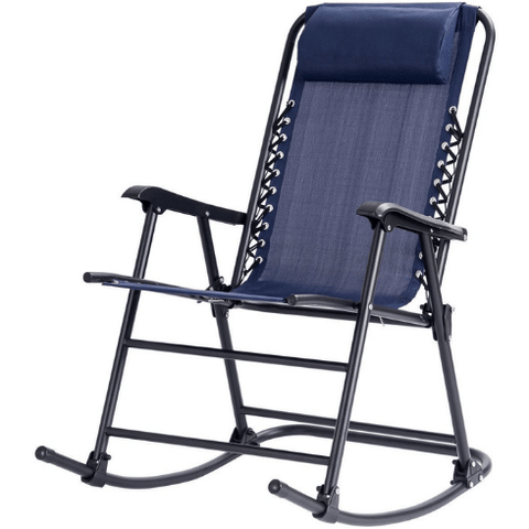 Costway indoor furniture Blue Outdoor Patio Headrest Folding Zero Gravity Rocking Chair by Costway 96872153- Blue