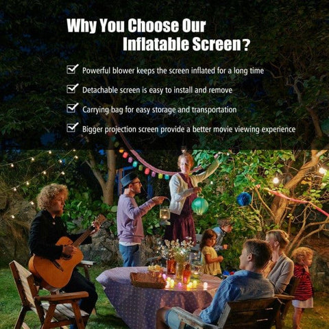 Costway Inflatable Bouncers 14-20 Feet Inflatable Outdoor Movie Projector Screen with Blower and Carrying Bag by Costway 781880272137 06953172 14-20 ft Inflatable Outdoor Movie Projector w/ Blower & Carrying Bag