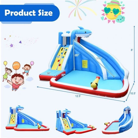Costway Inflatable Bouncers 4-in-1 Inflatable Water Slide Park with Long Slide and 735W Blower by Costway 781880234180 01642387 4-in-1 Inflatable Water Slide Park Long Slide 735W Blower Costway