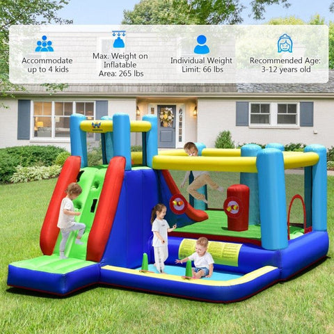 Costway Inflatable Bouncers 8-in-1 Kids Inflatable Bounce House with Slide without Blower by Costway 781880227069 24913075 8-in-1 Kids Inflatable Bounce House w/ Slide without Blower by Costway
