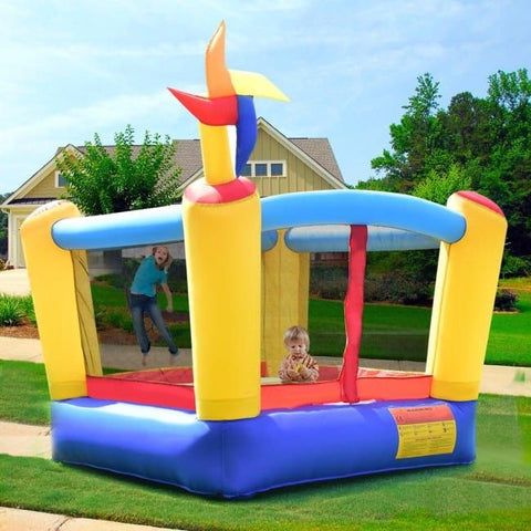 Costway Inflatable Bouncers Castle Inflatable Moonwalk Bounce House with Rotating Windmill by Costway