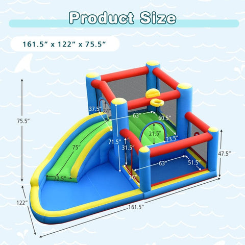 Costway Inflatable Bouncers Inflatable Kids Water Slide Bounce Castle with 480W Blower by Costway 781880275114 82039475