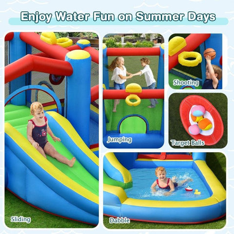 Costway Inflatable Bouncers Inflatable Kids Water Slide Bounce Castle with 480W Blower by Costway 781880275114 82039475