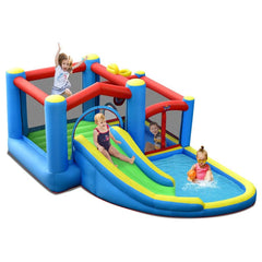 Inflatable Kids Water Slide Bounce Castle with 480W Blower by Costway