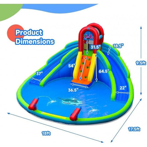 Costway Inflatable Bouncers Inflatable Water Park Waterslide for Kids Backyard with 780W Air Blower by Costway 781880256311 27184653 Inflatable Water Park Waterslide for Kids Backyard w/ 780W Air Blower 