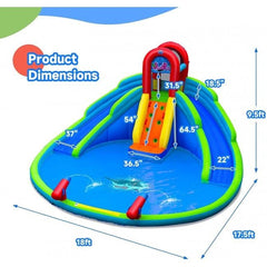 Inflatable Water Park Waterslide for Kids Backyard with 780W Air Blower by Costway